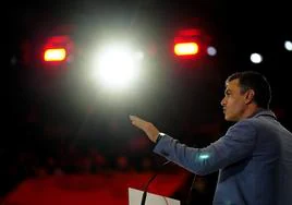 Pedro Sánchez, durante el acto de cierre de campaña de las elecciones del 28M.