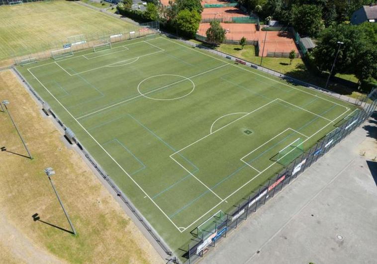 Vista aérea del campo de fútbol del SV Viktoria Prusia 07, donde se disputaba el torneo.