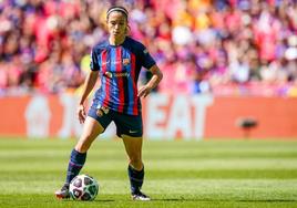 Aitana Bonmati, durante la final de la Champions que disputó el Barça ante el Wolfsburg