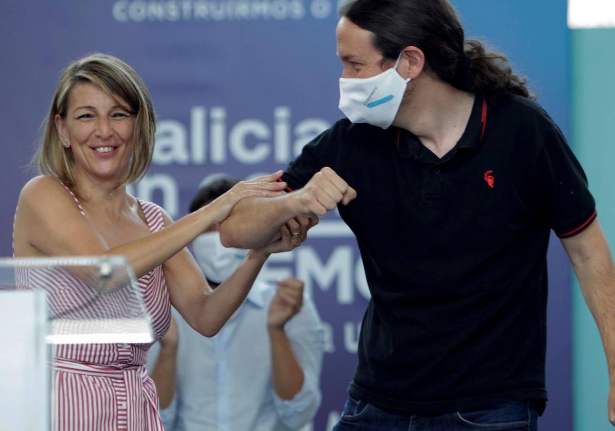 Yolanda Díaz y Pablo Iglesias.