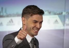 Brahim Díaz, durante su presentación con el Real Madrid.