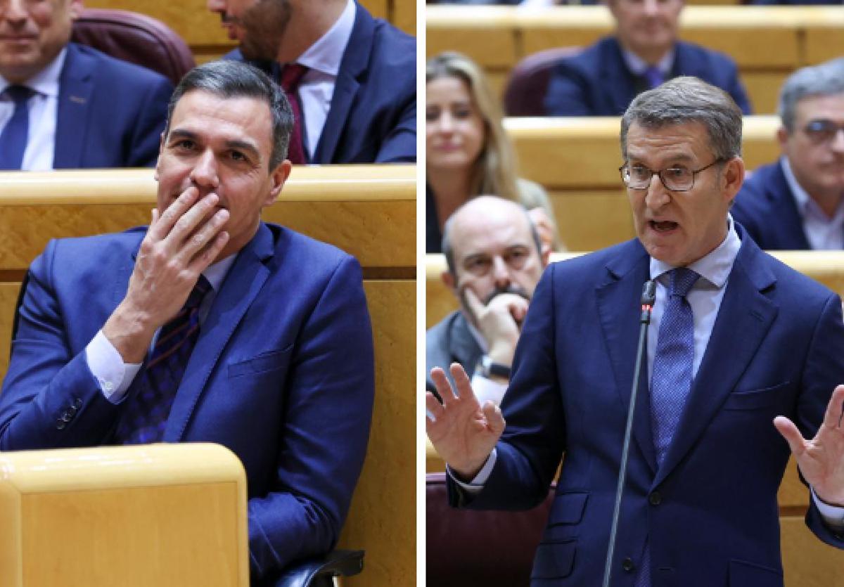 Pedro Sánchez y Alberto Núñez Feijóo, en el Senado.