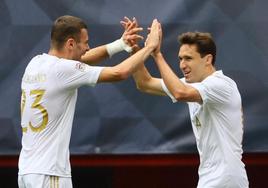 Federico Chiesa, celebrando su gol ante Países Bajos.