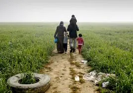 Familia refugiada.