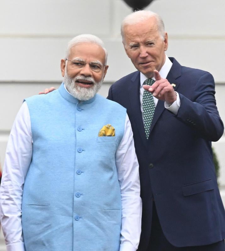 Narendra Modi y Joe Biden, este jueves en Washington.