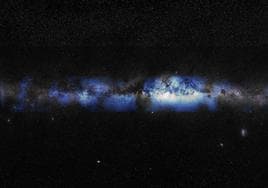 Una composición artística de la Vía Láctea creada a partir de la imagen vista con una lente de neutrinos.