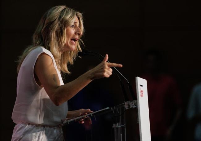 Yolanda Díaz, ayer, en un acto en Toledo.