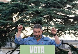 Santiago Abascal, durante el mitin que protagonizó este viernes en Valladolid.