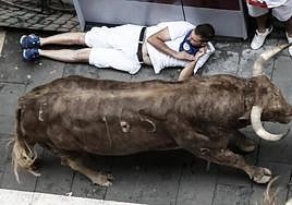 El quinto encierro de San Fermín, en imágenes
