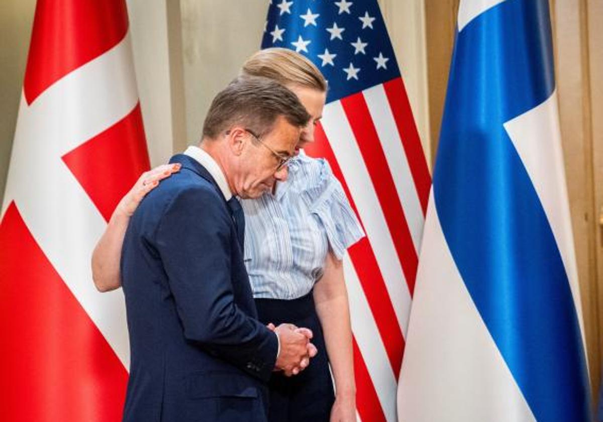 El primer ministro sueco, Ulf Kristersson, durante su intervención en la cumbre de la OTAN el pasado miércoles en la localidad lituana de Vilna.