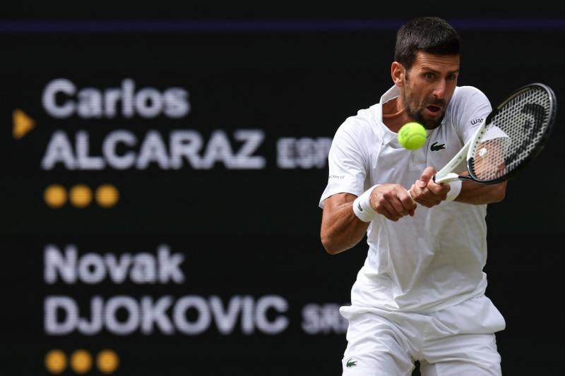 Novak Djokovic, golpea concentrado un revés 