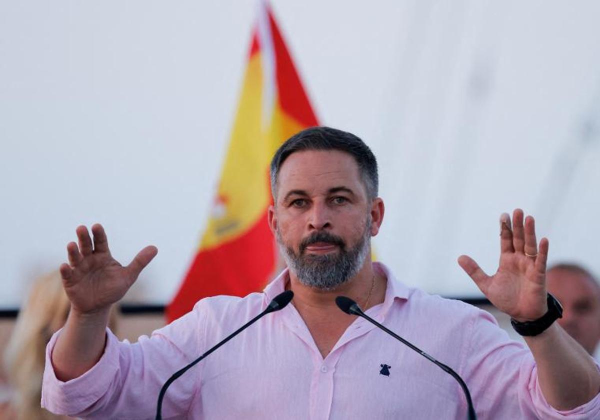 El líder de Vox, Santiago Abscal, durante el acto de Vox en Toledo