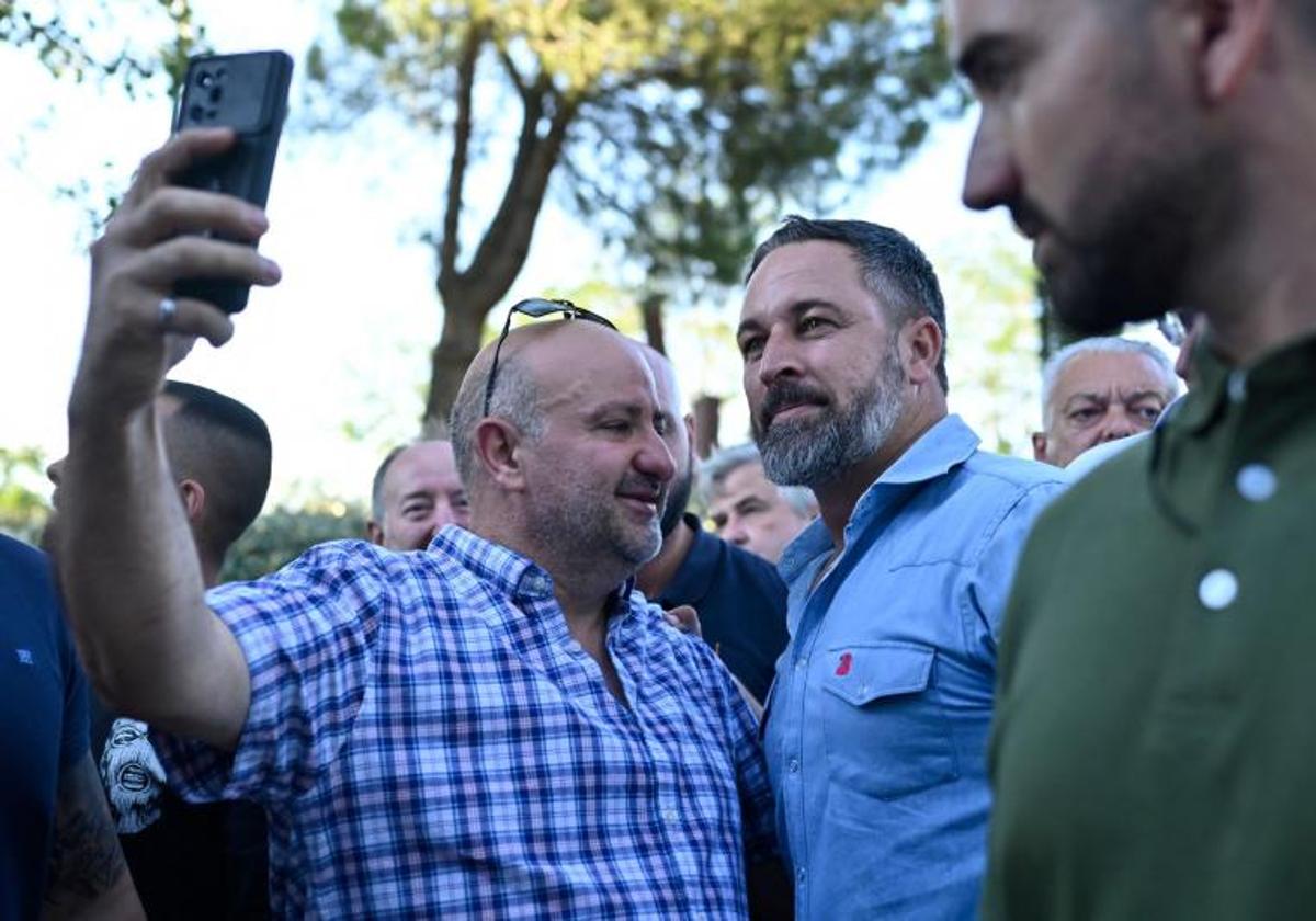 Santiago Abascal, líder de Vox, durante un acto en Guadalajara, este sábado