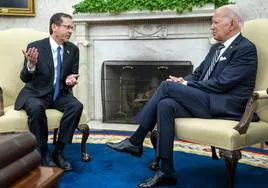 El presidente de Estados Unidos, Joe Biden, se reúne con el presidente de Israel, Isaac Herzog, en la Casa Blanca