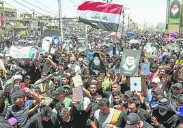 Manifestación en Bagdad después de que el jueves un refugiado iraquí volviese a protagonizar una acción contra el Corán en Estocolmo