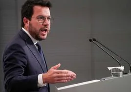 Pere Aragonès en la rueda de prensa tras la reunión semanal del Govern de la Generalitat.