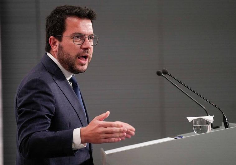 Pere Aragonès en la rueda de prensa tras la reunión semanal del Govern de la Generalitat.