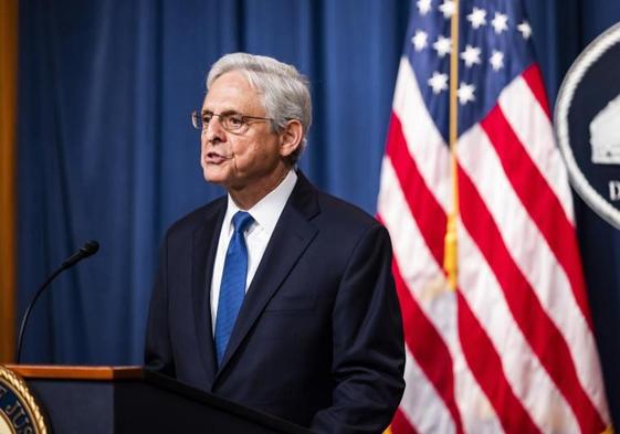 El fiscal general de EE UU, Merrick Garland, durante su comparecencia de este viernes en Washington.