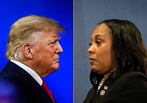 Donald Trump y a la fiscal de distrito del condado de Fulton, Fani Willis.