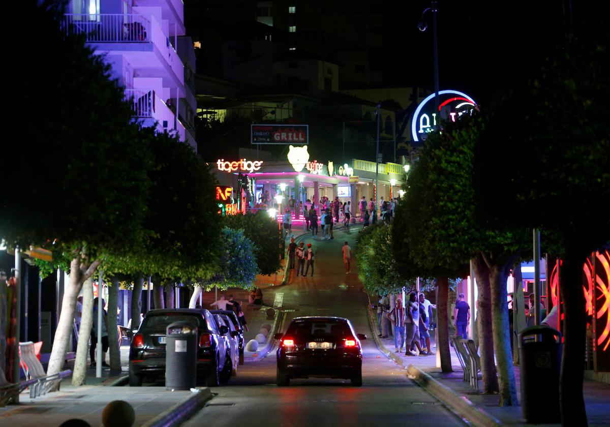 Zona de ocio en Magaluf (Mallorca).