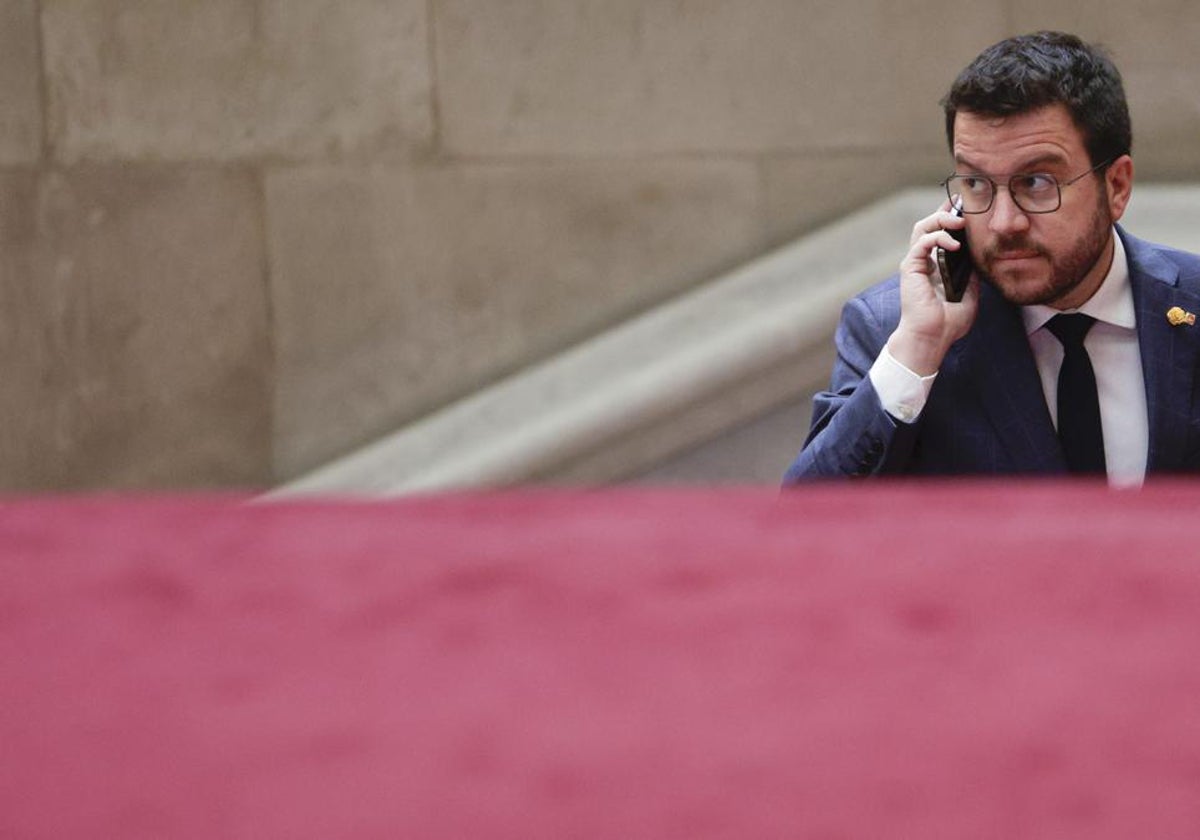 El presidente de la Generalitat, Pere Aragonés, en el Parlament de Cataluña.