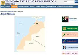 Mapa de Marruecos en la web de su Embajada en Madrid.