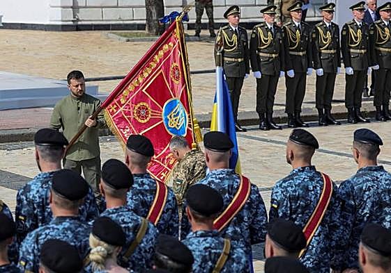 Volodímir Zelenski durante la ceremonia en Kiev por el Día de la Independencia.