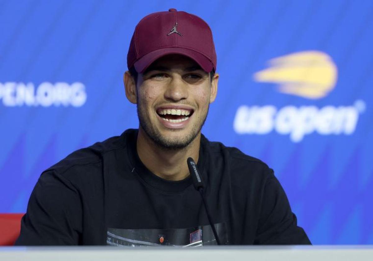 Alcaraz durante la rueda de prensa del US Open.