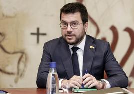 El presidente de la Generalitat Pere Aragonès, durante la primera reunión del Govern, celebrada este martes