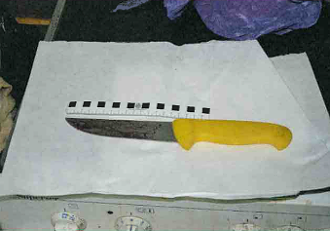 Los policías intervinieron dentro del inmueble el arma homicida, un cuchillo de cocina de 20 centímetros.