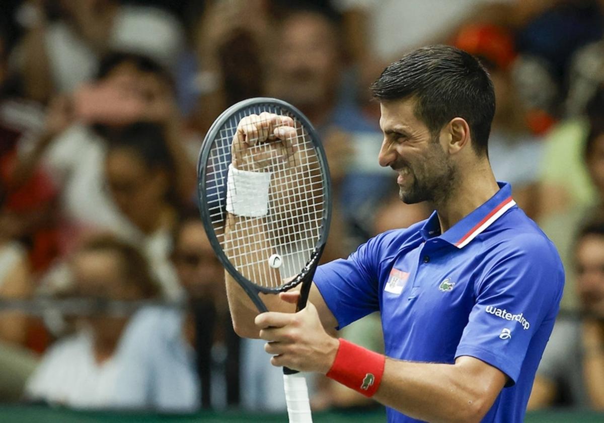 Djokovic, durante el partido contra Davidovich.