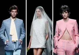 Tres de las propuestas de la firma Mans con las que ganó el premio a la mejor colección de la Mercedes-Benz Fashion Week Madrid.