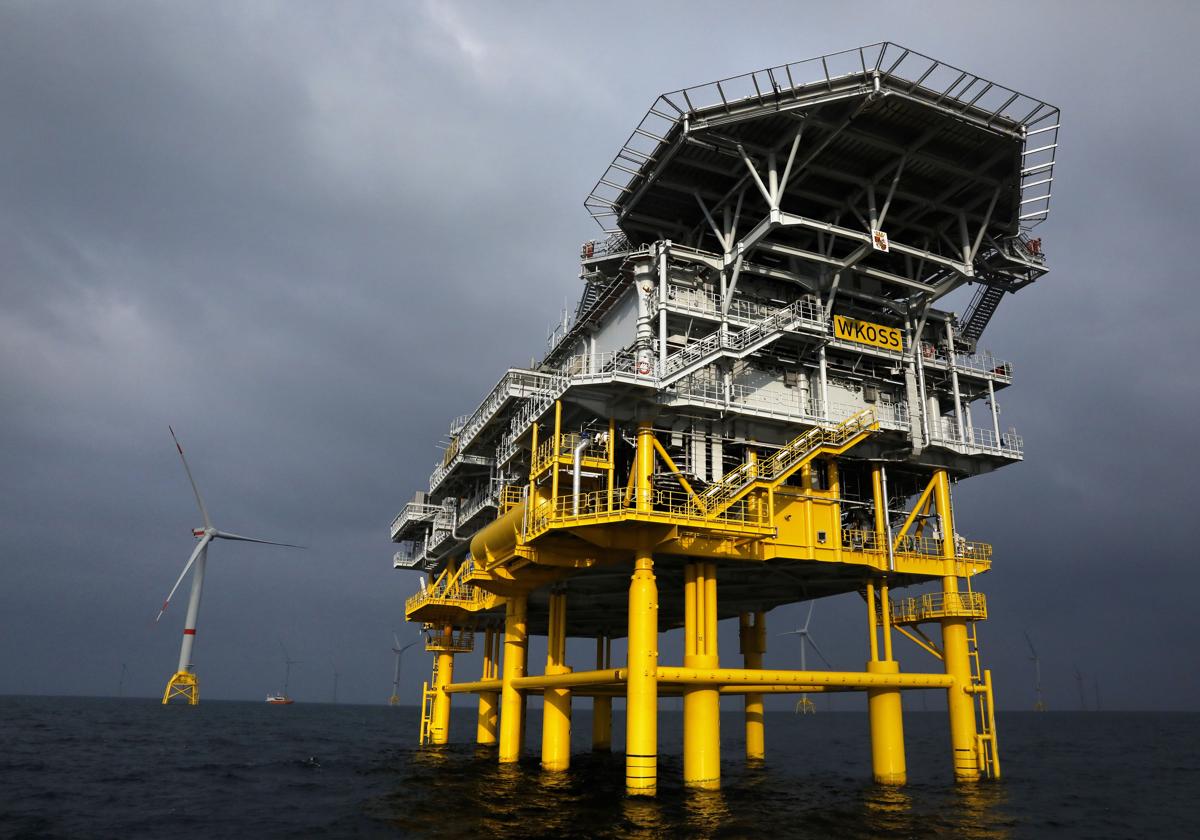 Subestación del parque eólico marino Wikinger, de Iberdrola, en aguas alemanas del Mar Báltico.