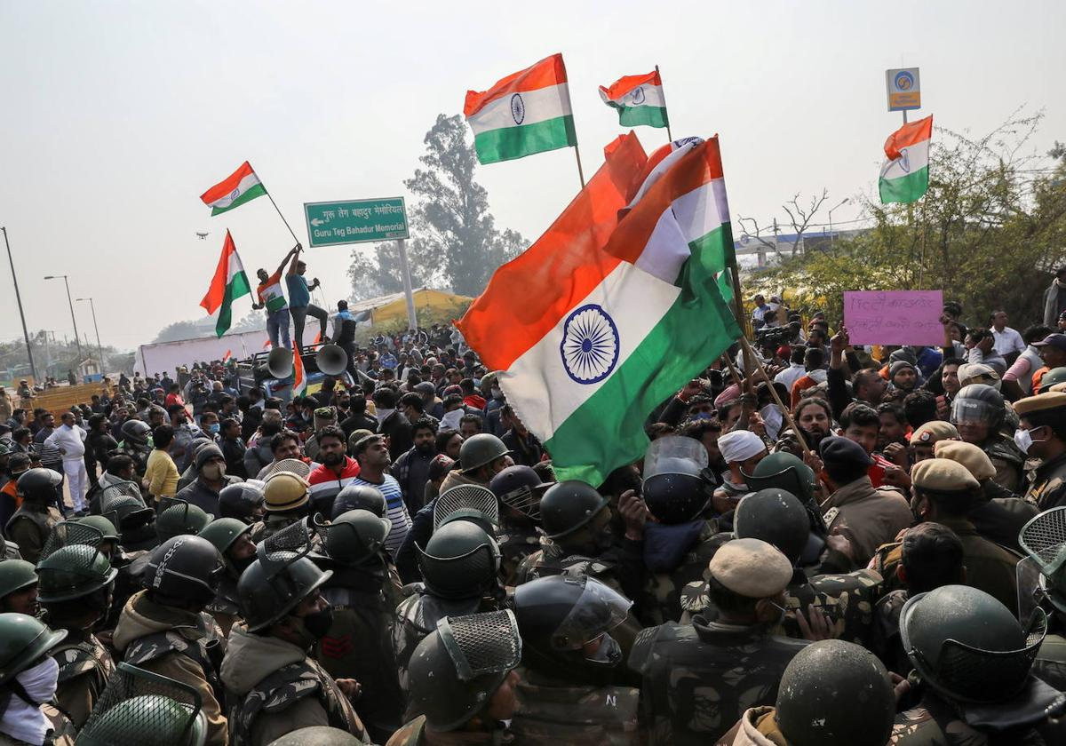 Una manifestación en La India.