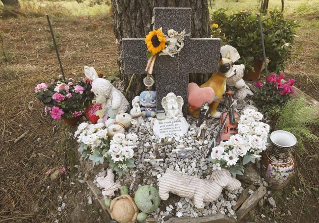 Altar en el lugar en el que apareció el cadáver de Asunta Basterra en 2013.