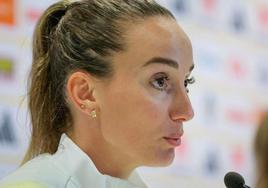 La delantera sueca Kosovare Asllani, durante su rueda de prensa.