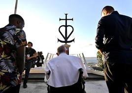 El Papa Francisco, este viernes durante un homenaje a los fallecidos en el mar Mediterráneo.