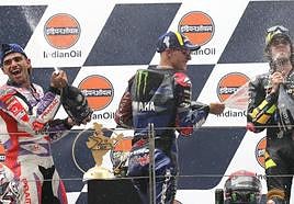 Jorge Martín, Marco Bezzecchi y Fabio Quartararo, en el podio.