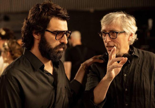 David Verdaguer y David Trueba en el rodaje de 'Saben aquell'.