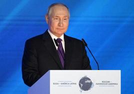 El presidente ruso, Vladímir Putin, ofrece un discurso en Moscú.