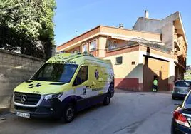 Una ambulancia junto a la bódega donde tuvo lugar el trágico suceso en la localidad alavesa de Lanciego.