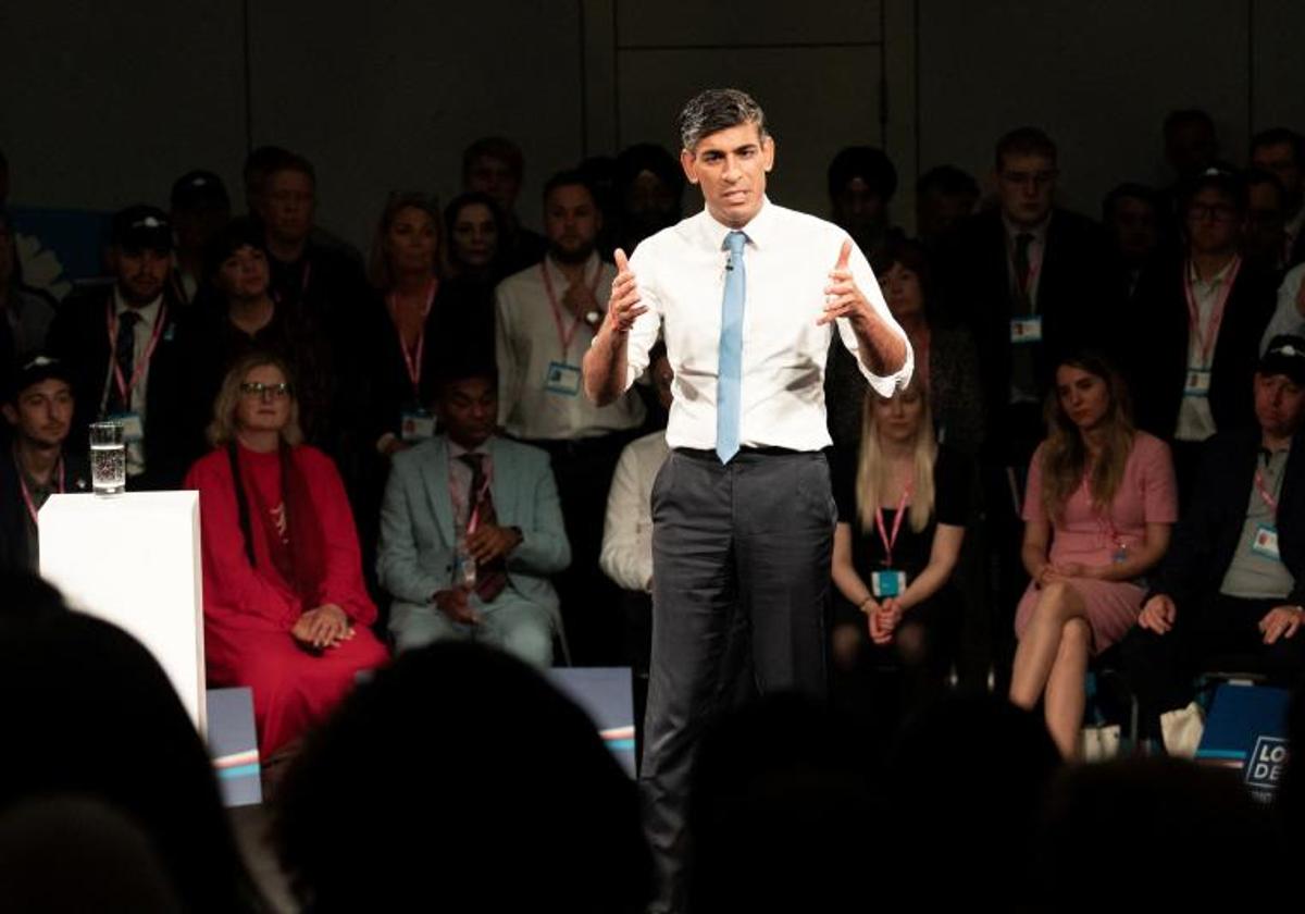 El primer ministro británico, Rishi Sunak, durante la Conferencia anual del Partido Conservador, este domingo en Manchester.