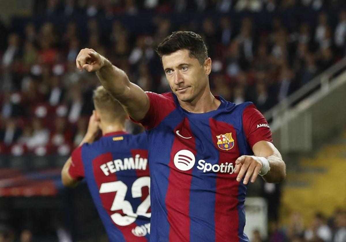 Robert Lewandowski, durante el último partido de Liga del Barça, contra el Sevilla.