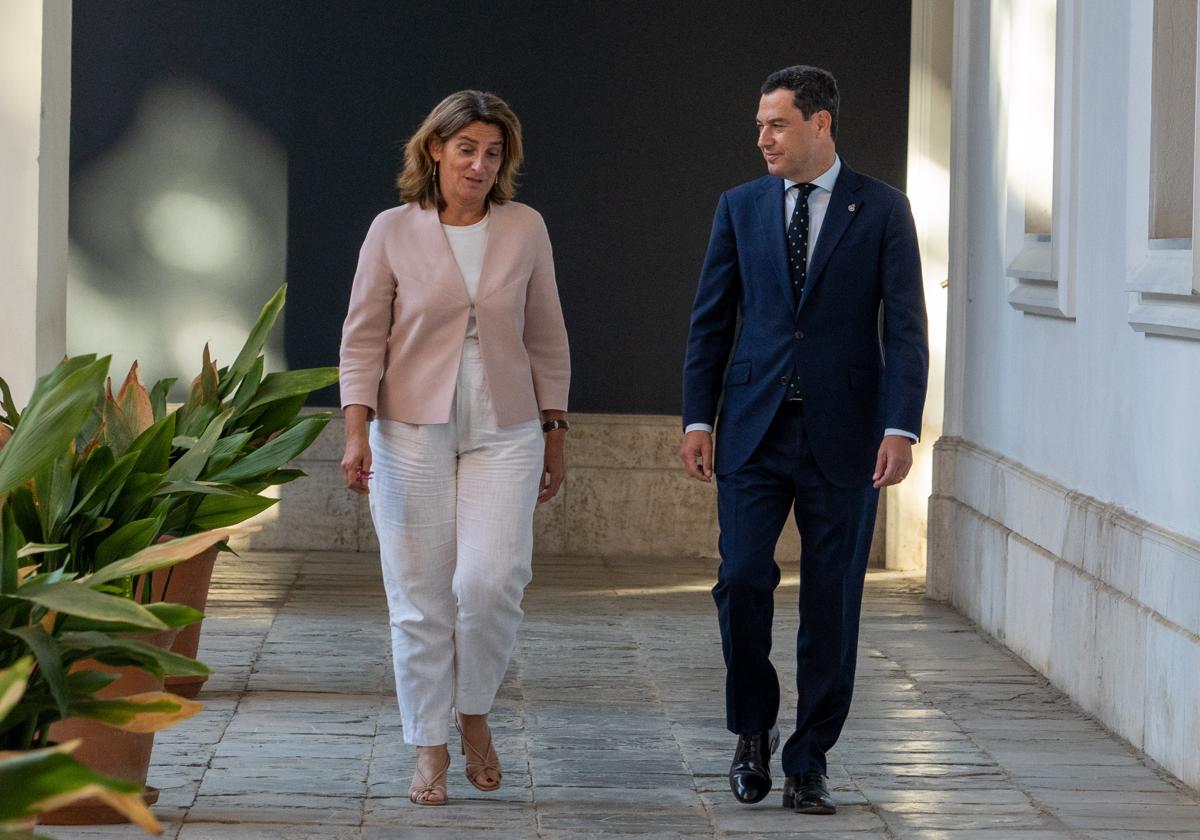 Teresa Ribera y Juanma Moreno, tras su reunión del martes.