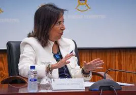 La ministra de Defensa en funciones, Margarita Robles, en un acto