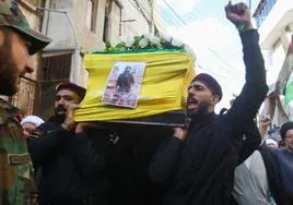 Funeral del líder de Hezbolá, Kamal al-Masri, en Líbano.