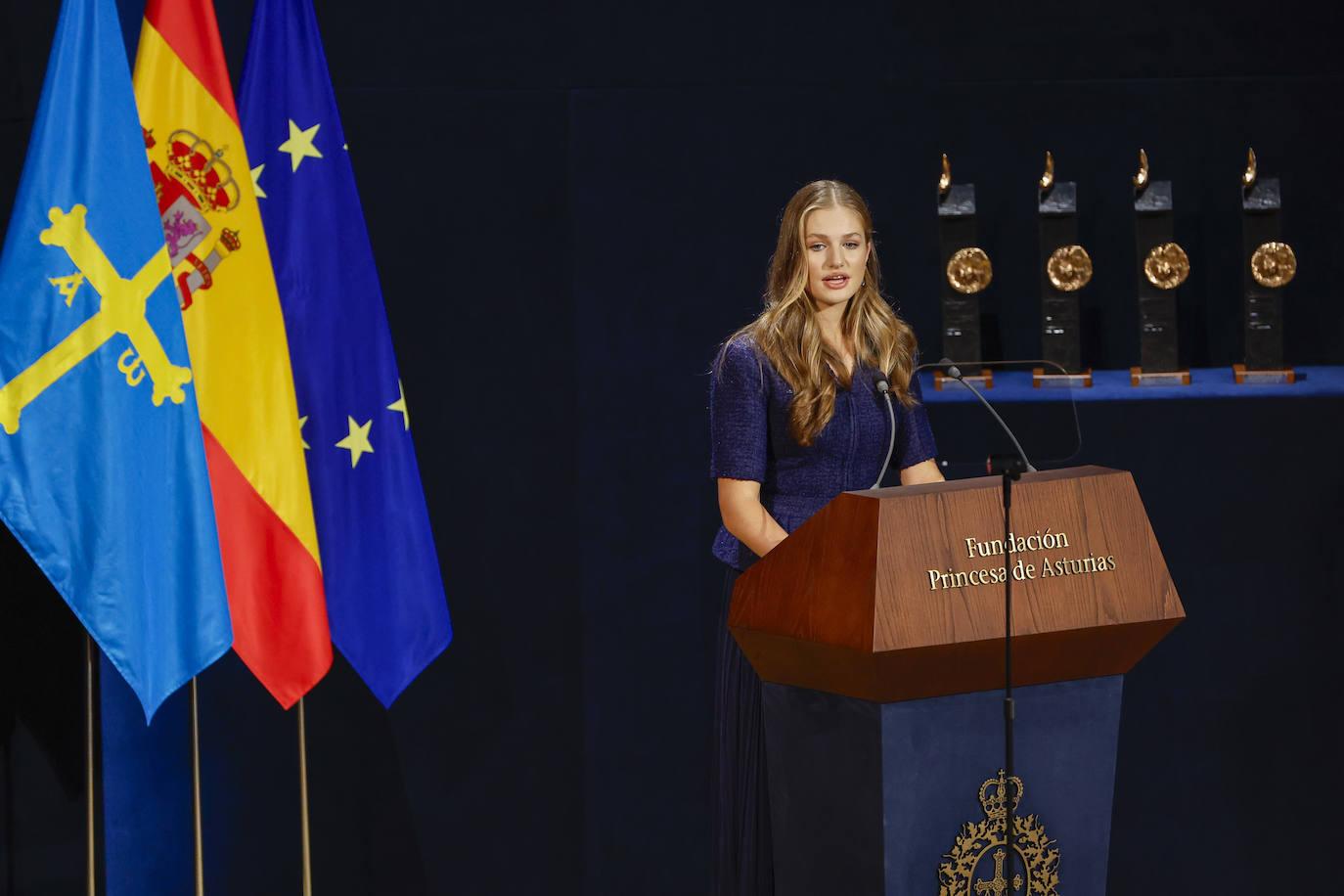 La Princesa de Asturias, durante su discurso en la entrega de premios. 