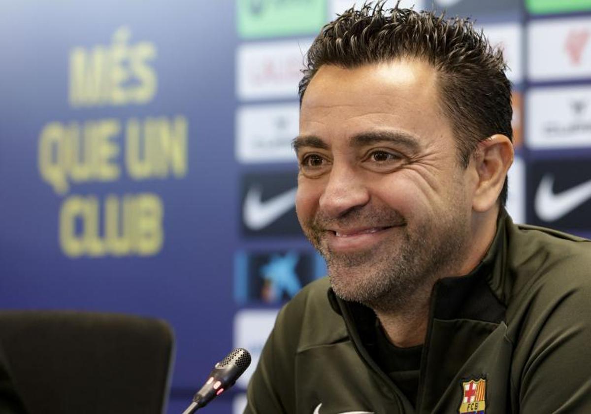 Xavi Hernández, durante la rueda de prensa.