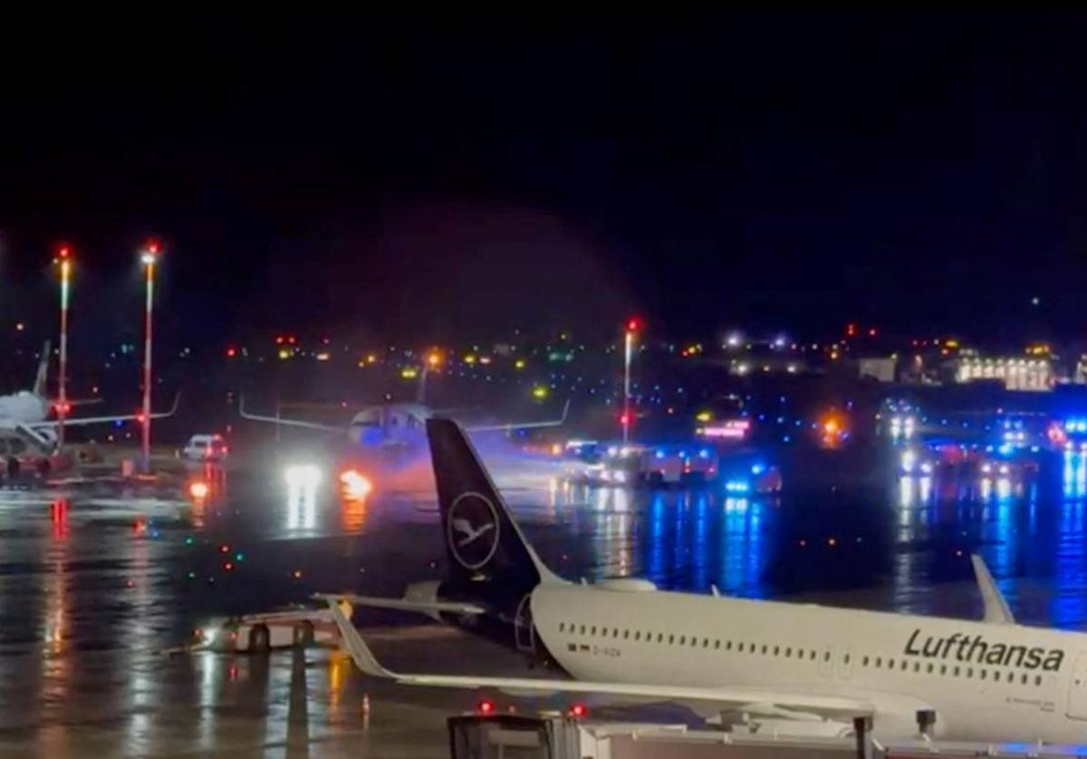 Despliegue policial en el aeropuerto de Hamburgo.