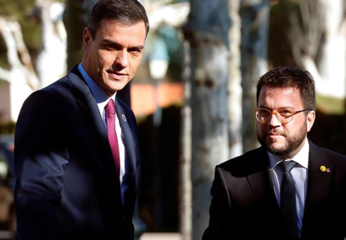 Pedro Sánchez y Pere Aragonès.